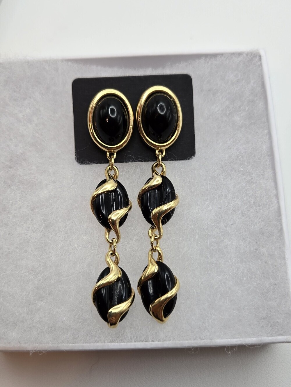 Swarovski Black and Gold Twisted Drop Earrings
